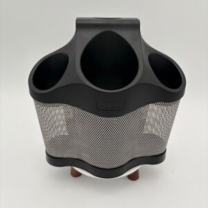 Polder Hair Styling Station Tool Organizer Black Silver Mesh 3 Compartment